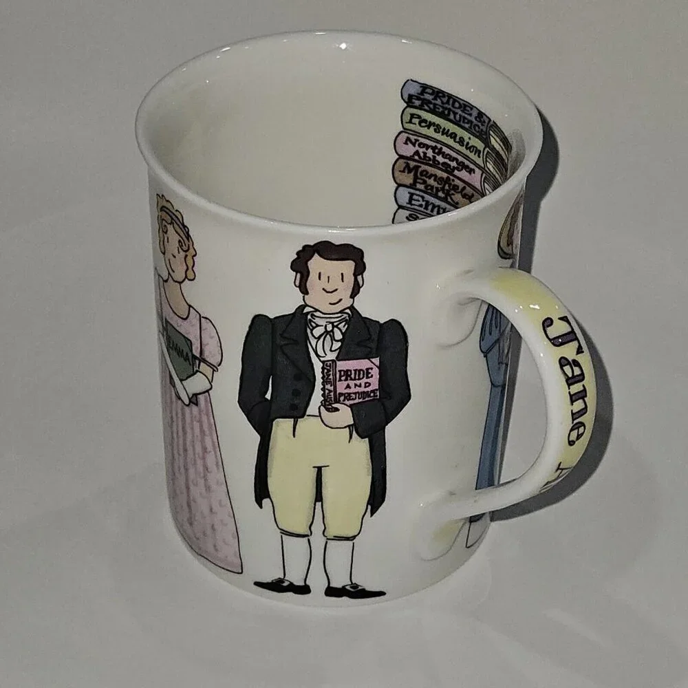 Jane Austen Book Characters Mug Coffee Cup Alison Gardiner Fine Bone China Darcy